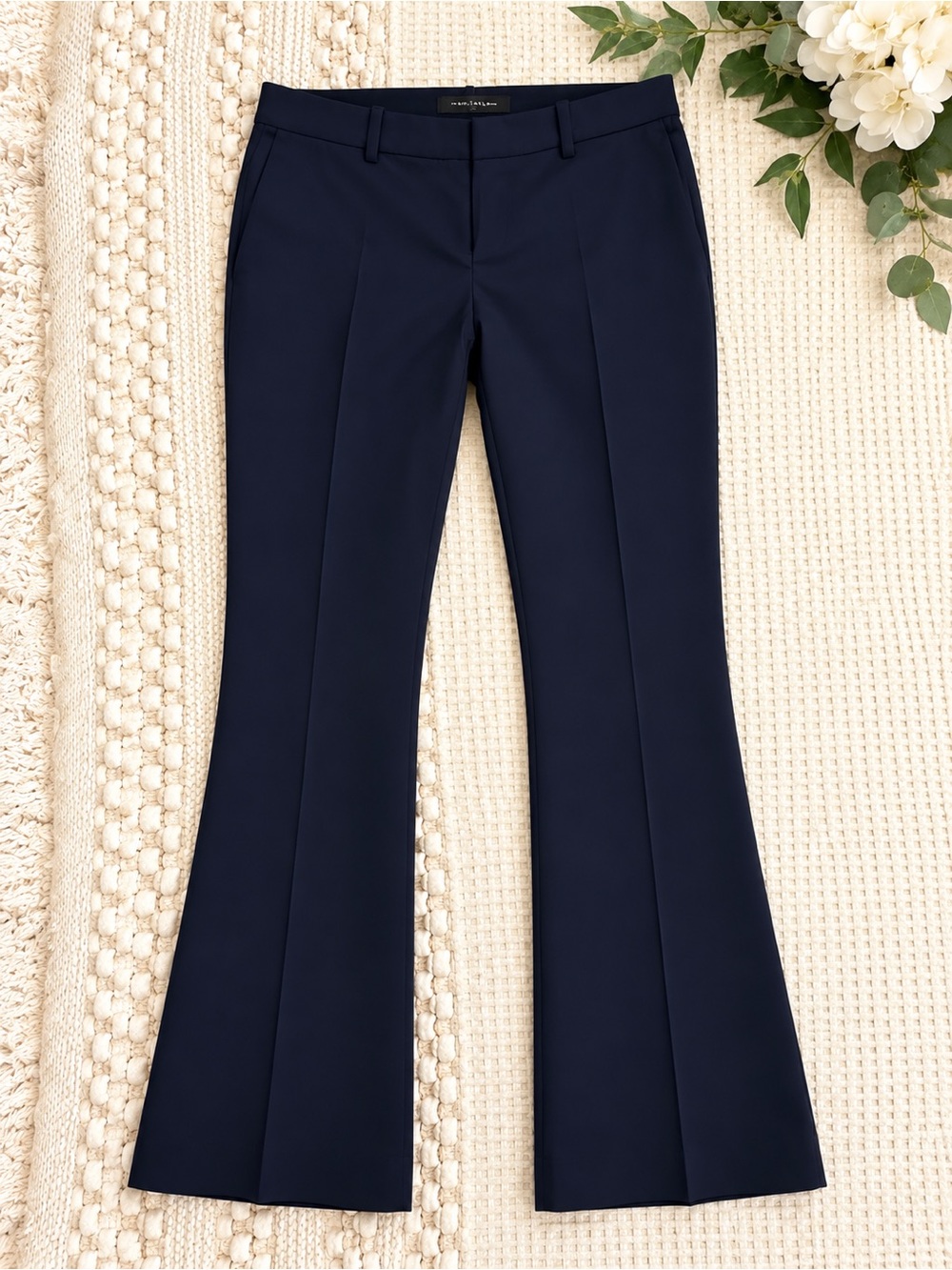 Ann Taylor Petite Navy Blue Tailored Flare Trousers 2P